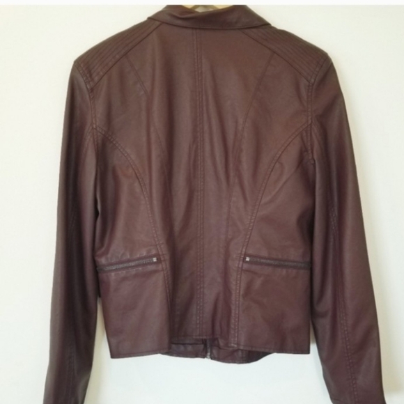 Blank NYC Moto Biker Jacket size large Vegan Burgundy Pl - Picture 3 of 5
